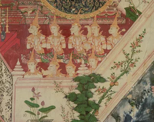 Essere soprannaturali in adorazione, Wat Suwannaram, Thonburi, 1831