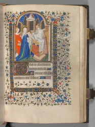 Libro delle Ore Uso di Parigi: Fol. 72r, Presentazione al Tempio, c. 1420