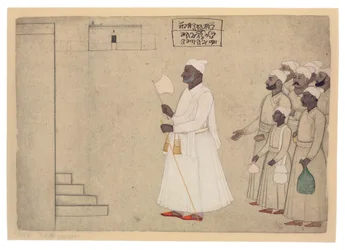 Pandit Hari Saran che si avvicina a un palazzo, c.1755-60