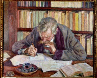 Ritratto del poeta belga Emile Verhaeren (1885-1916) nel suo ufficio