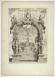 Albero Genealogico della Famiglia Reale Austriaca, tavola 32 da Casperius Gevartius, Pompa Introitus Honori Serenissimi Principis Ferdinandi (Ingresso Trionfale del Serenissimo e Onorevole Cardinale-Infante Ferdinando)