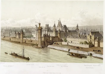 Il Louvre al tempo di Carlo V (circa 1380) - in “Paris from the 13th century to the present day” di Hoffbauer, ed. Firmin Didot & Cie