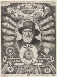 Ritratto di Dirck Volckertsz. Coornhert in cornice allegorica