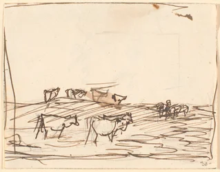 Schizzo di paesaggio con mucche