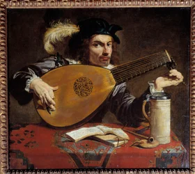 Uomo che accorda il suo liuto