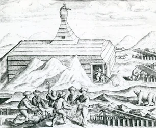 Cacciatori di orsi, illustrazione da "India Orientalis" 1598 (incisione)