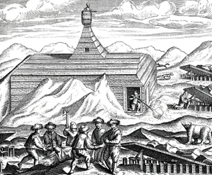 Tagliare un orso al Polo Nord, c.1600 (incisione)