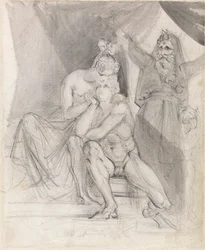 Prospero osserva Ferdinando e Miranda