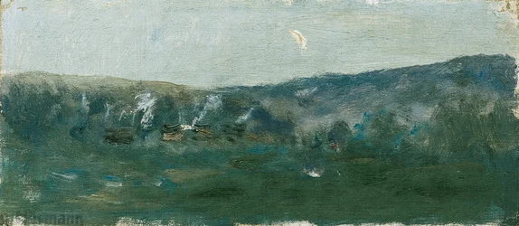 Paesaggio collinare con falce di luna