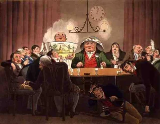 Mattina di Capodanno: Il Vecchio Esce e il Nuovo Entra, inciso da G. Hunt (litografia a colori)