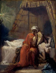 La morte di Desdemona. Illustrazione di «Otello o il Moro di Venezia» (Otello, il Moro di Venezia), tragedia di William Shakespeare (1604)