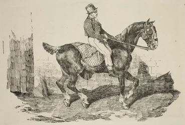 Géricault - Cavallo da carrozza cavalcato da un palfrenier, 1820