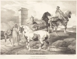 Cavalli in viaggio verso una fiera