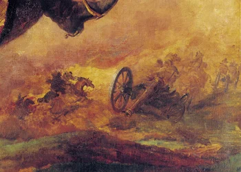 Ufficiale degli Ussari, dettaglio di un cannone a destra, 1814 (dettaglio)