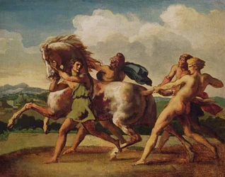Schiavi che fermano un cavallo, studio per "La corsa dei cavalli barbari"
