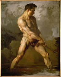Studio di un nudo maschile ... (olio su tela)