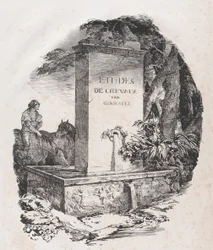 Abbeveratoio, pagina del titolo di Studi di cavalli Etudes de Chevaux, 1822