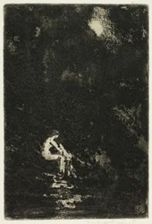 Una ninfa che si bagna, al chiaro di luna