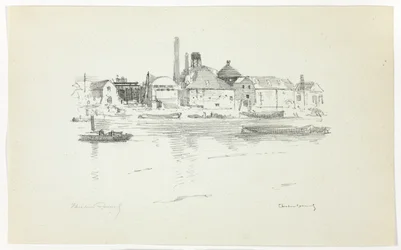 Battersea dal fiume, bassa marea