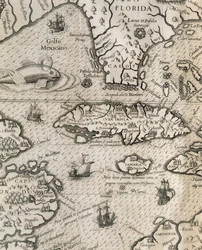 Isola di Cuba, Florida e Golfo del Messico, incisione da "Storia dei grandi viaggi americani"
