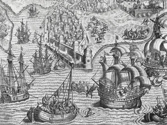 Battaglia navale, incisione da American History