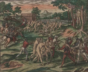 Gli schiavi tentano di sopraffare i loro padroni spagnoli, ma vengono catturati e impiccati agli alberi