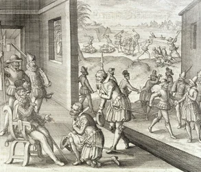 La cattura spagnola di Fort Caroline, 1565, da 