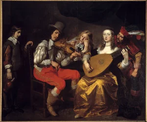 Un concerto nel 1650 (Paesi Bassi). Dipinto di Van Thulden (1606-1669) Ec. Flam.