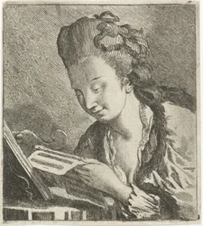 Giovane donna che legge spartiti