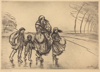 Sotto la pioggia: madre e bambini