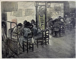 Sulla terrazza del caffè (sulla vetrina è scritto 