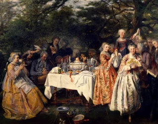 Picnic in campagna, nel giardino di una locanda alla periferia di Strasburgo, circa 1750