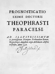 Pagina del titolo di Prognosticatio Eximii Doctoris Paracelsi, 1536