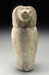 Vaso canopo con testa di cinocefalo (calcare)