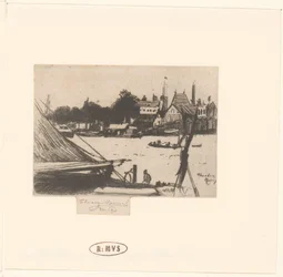 Veduta del fiume con barche