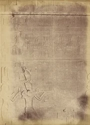 Primo piano delle iscrizioni geroglifiche (probabilmente del Tempio di Edfu)