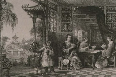 Signore della famiglia di un mandarino a carte, da 