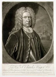 Ritratto di Sir Charles Wager, ammiraglio della Blue Squadron, inciso da John Faber 1732