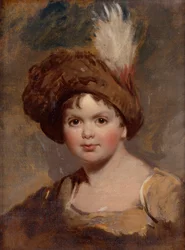 Ritratto di ragazzo in costume marrone con cappello piumato (schizzo) (olio su tela)