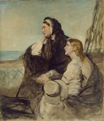 Due donne sedute sul ponte