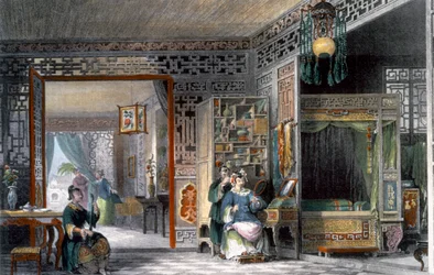 Boudoir e camera da letto di una dama di alto rango, Cina, 1843
