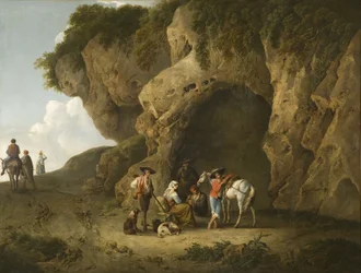 Scena della caverna vicino a Subiaco, con figure