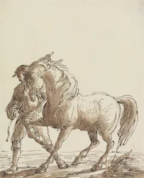 Uomo che conduce un cavallo