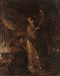 Scene da "Il compito" di William Cowper, un ragazzo che tende un arco, 1785