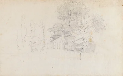 Studio di alberi e un piccolo edificio nei giardini di Merton Place