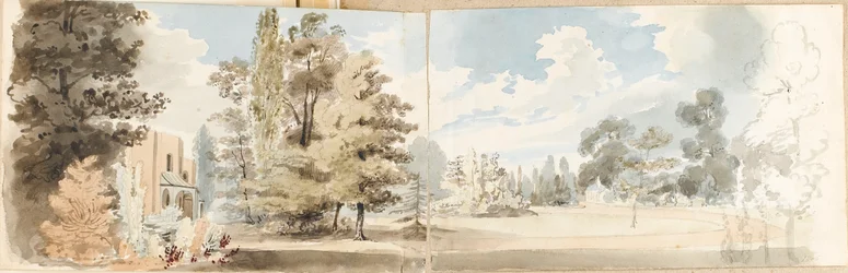 La casa e i giardini a Merton da sud-est