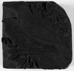 Blocco di legno per Il picchio verde, da Una storia degli uccelli britannici