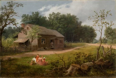 Capanna con bambini che giocano 1834