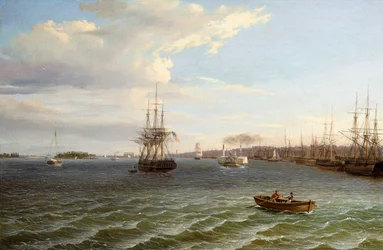 Veduta di Filadelfia, guardando a sud sul fiume Delaware