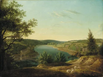 Vista del Ponte a Catena e delle Cascate dello Schuylkill, a cinque miglia da Filadelfia